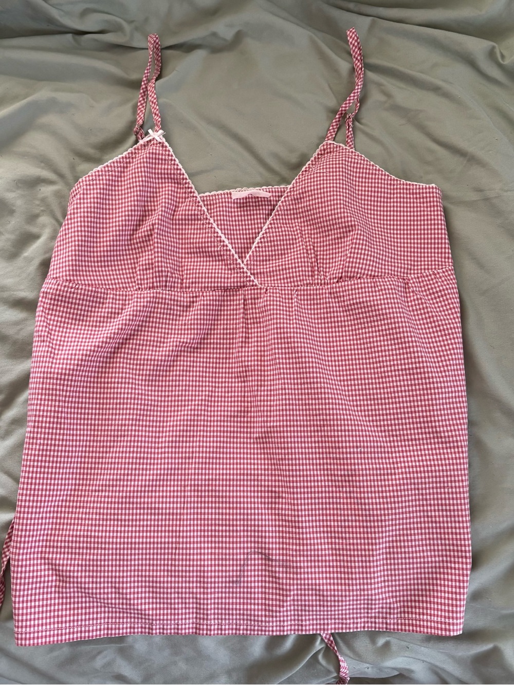 Red Gingham Tie-Back Cami Top